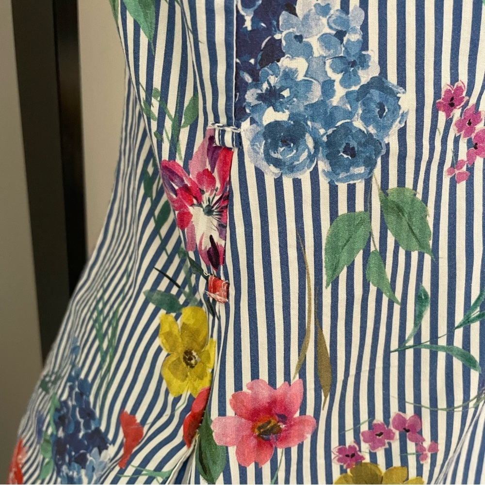 Zara 100% Cotton Front Button Down Striped Midi Dress Size Small - Picture 6 of 10